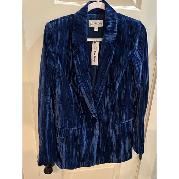 NWT The Drop Velvet Crushed Blue Blazer - Size Small - Picture 6 of 7